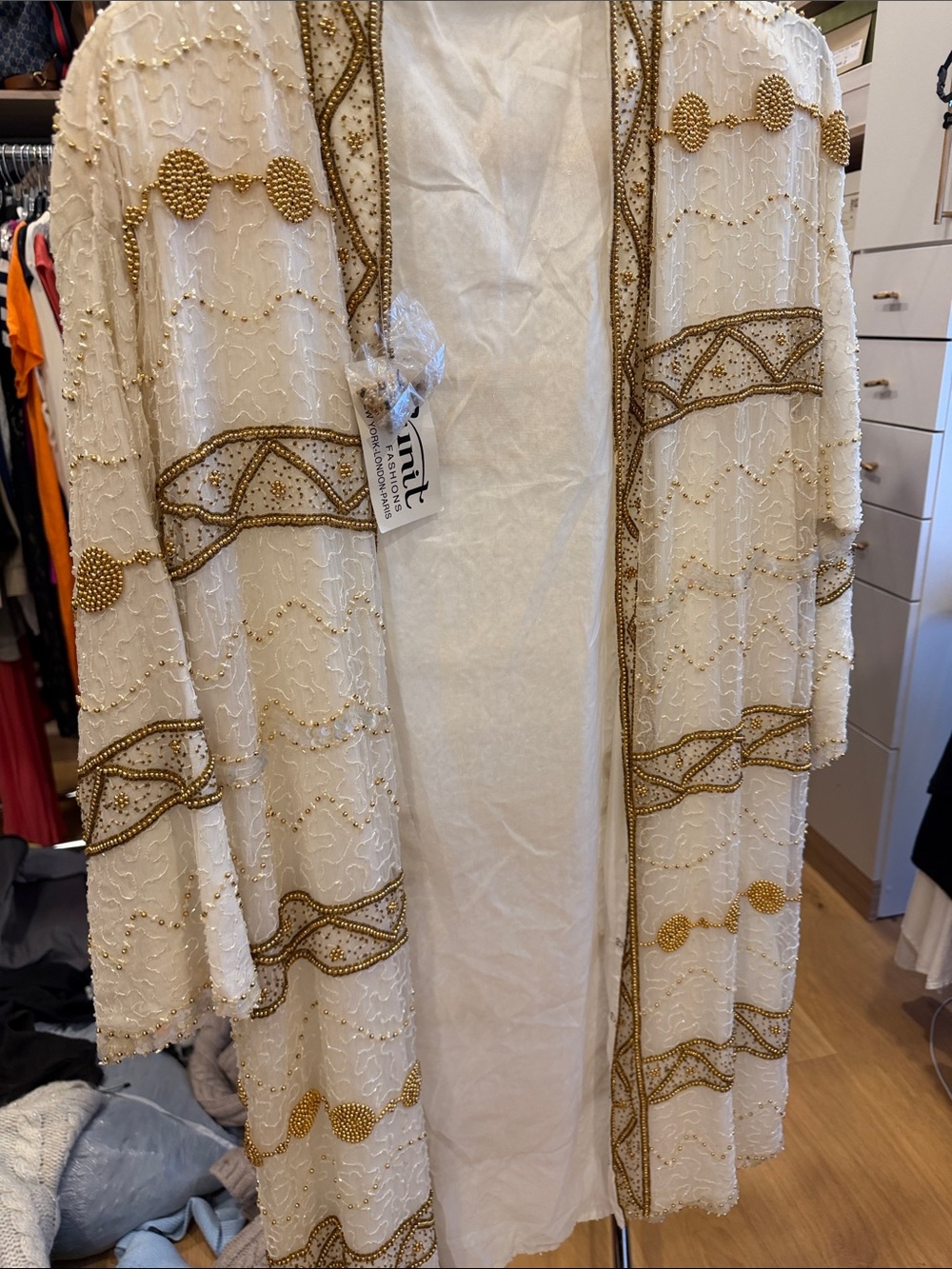 Gunit fashions Elegant Beaded Ivory & Gold Embellished cardigan Jacket